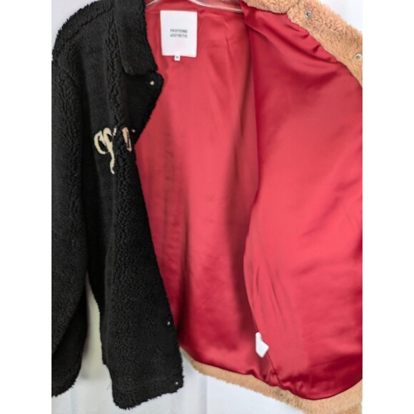 Profound Aesthetic Mens Split Color Shearling Varsity Jacket Streetwear Size XL - Picture 11 of 15